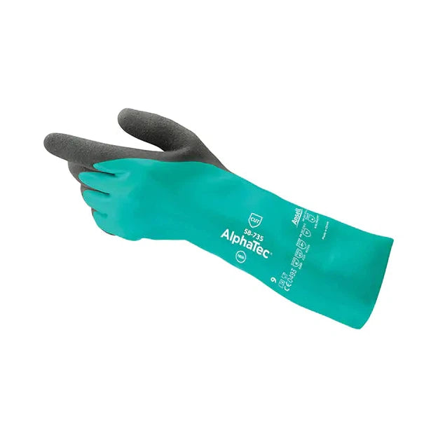 Angel AlphaTec® 58-735 Chemical & Cut-Resistant Gloves, 13" L, Nitrile, Nylon Inner Lining, 39-mil