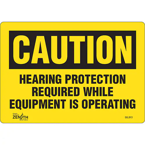 "Hearing Protection Required" Noise Hazard Sign, 7" x 10", Vinyl, English